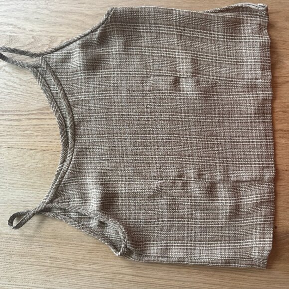 Cutest vintage tan/brown check tank top - Picture 3 of 6